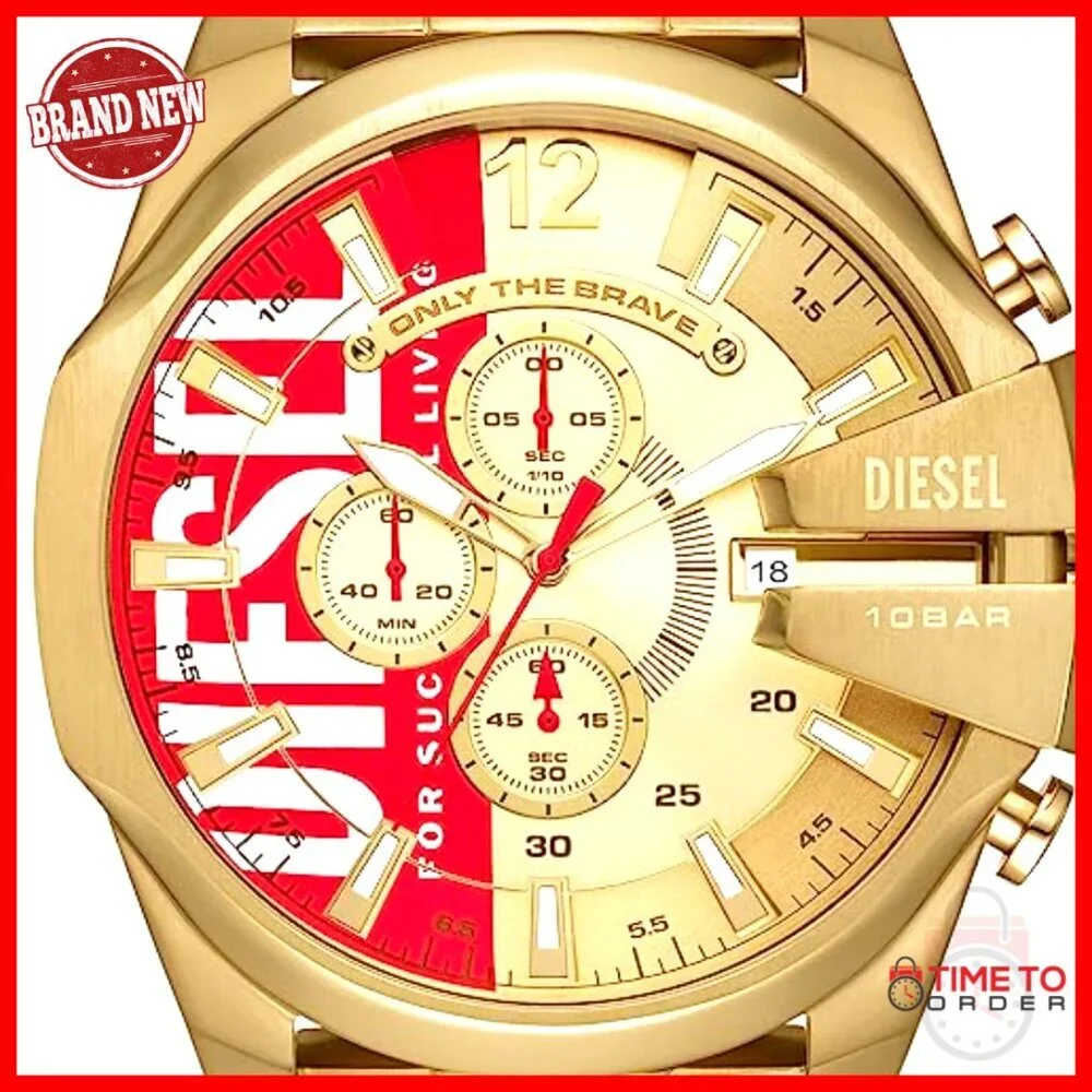 Stainless Steel Chronograph Watch 51mm Case Water Resistant 100m